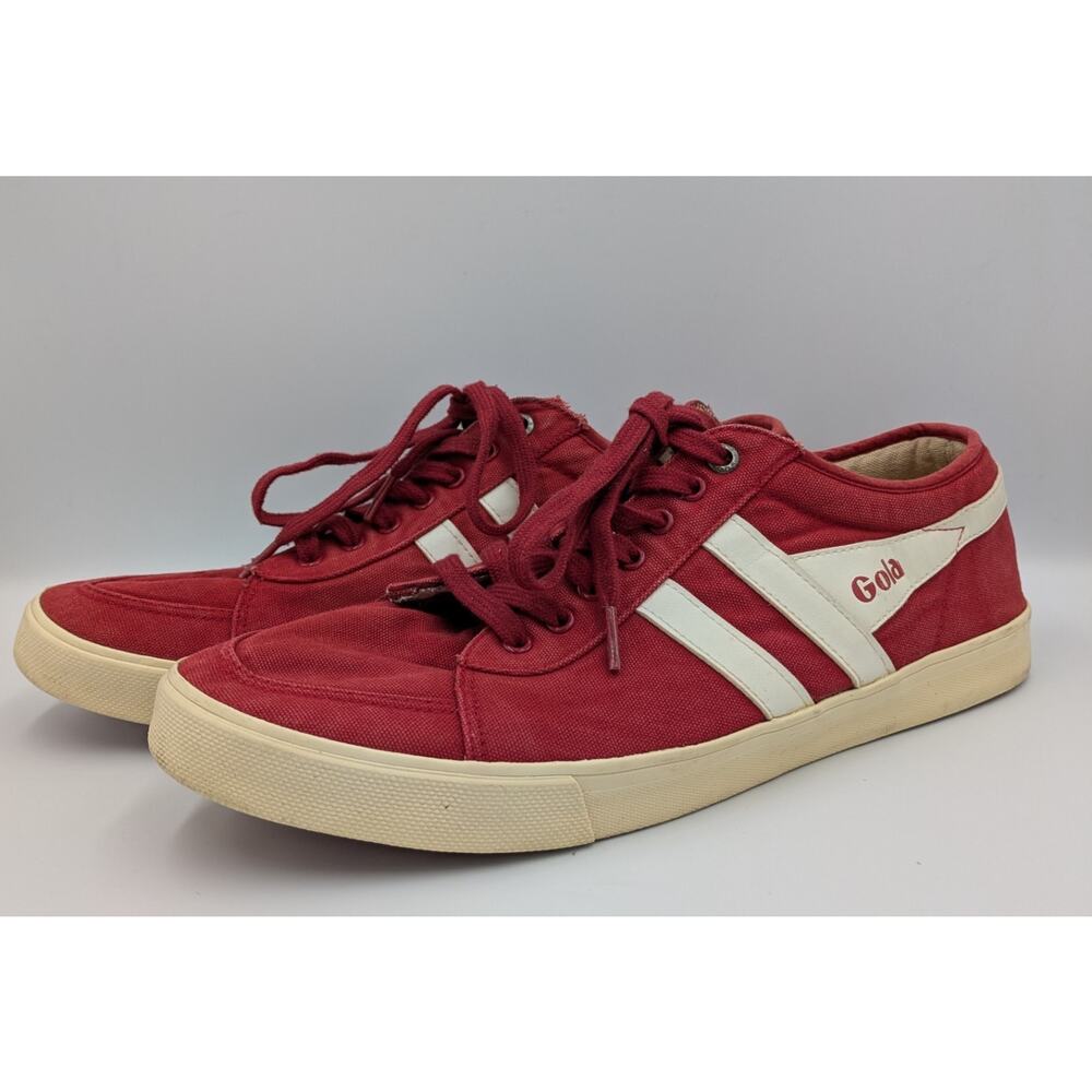 Gola Men’s Red Canvas Sneakers – Low Top Lace-Up Casual Shoes Size 11